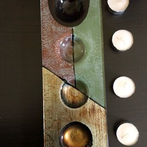 Abstract Glass Candle Holder Tealight Candle Holder Decorative Multi Colored